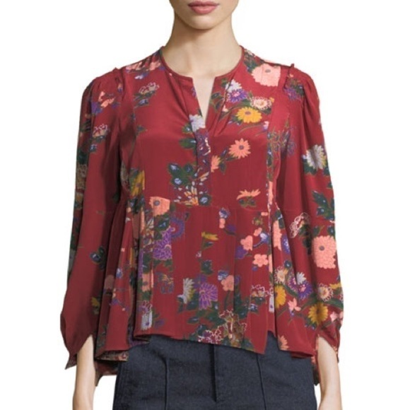 Isabel marant ivia floral print silk top size 36 - Picture 1 of 9